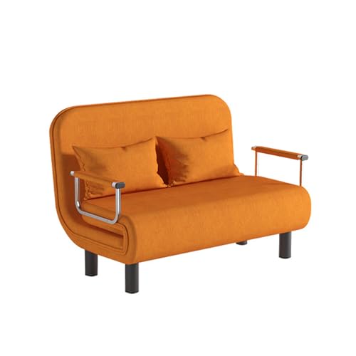 Klappbares Ottoman-Schlafsofa, 3-in-1-Multifunktions-Gästesofa, 5-Gang-Einstellung, Freizeit-Lazy-Sofa-Sessel mit Armlehne, orange-120 cm