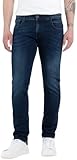 Replay Herren Jeans Anbass Slim-Fit mit Power Stretch, Dark Blue 007-1 (Blau), 33W / 32L