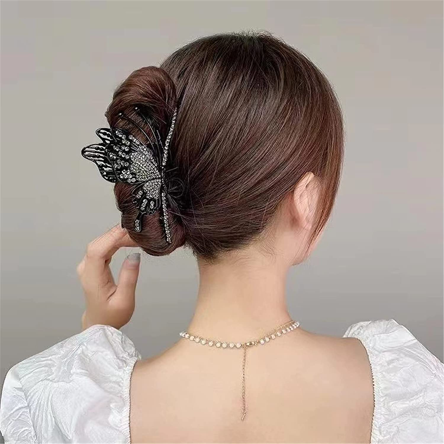 Haarklammern, Clip-Haarspangen, Klauenklammern, koreanische Haarklammer, Farbe Bernstein, Schmetterlings-Haarspange, Damen-Strasssteine, exquisite Haarnadel, Hai-Clip, Haar-Accessoires, 3 (Farbe: 9) (