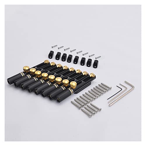 1 Set (6/7/8 Saiten) Edelstahl Kopflose Guitar Bridge/Single Bridge Für Gefächerte FRET GUITAR Tune-o-matic Steg (Color : Black 8 Pieces-1)