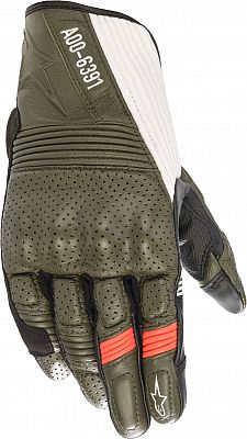 Alpinestars AS-DSL Kei Gloves kurze Motorradhandschuhe Lederhandschuhe, FOREST BLACK WHITE RED F, XL