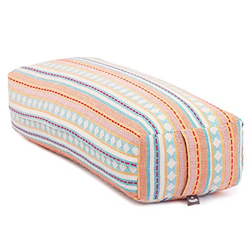 Bodhi Salamba Bolster Ethno Collection | Eckiges Yogakissen mit Bio-Dinkelfüllung | Waschbarer Bezug aus 100% Baumwolle | Yogarolle für Yin Yoga, Pilates, Meditation | Jacquard-Webart