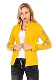 Cipo & Baxx Damen Jacke Strasssteine Blazer Reißverschluss WJ197 Yellow S