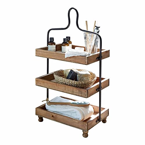 Loberon® Etagere Lasse, Tannenholz, Eisen, Sperrholz, H/B/T ca. 60/35/23 cm, braun/schwarz