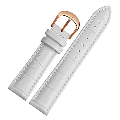 SCRUBY Für Brand Watch Bracelet Belt Woman Watchbänder echtes Leder -Armband -Band 10 12 14 16 18 20 22mm Multicolor -Uhren -Bänder(White rosegold,20mm)