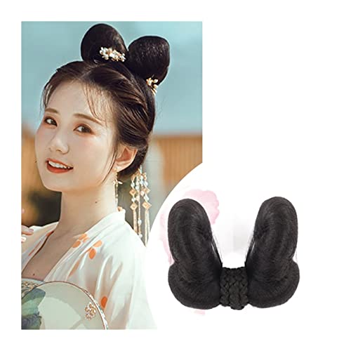 Bun Haarteile Brötchen Elegante Retro Kopfbedeckung Synthetische Chinesische Alte Perücke Hanfu Kopfschmuck Haar Alte Chinesische Frauen Cosplay Perücken Zubehör Brötchen-Haarteil (Color : VM17)