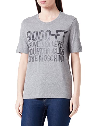 Love Moschino Women's Regular fit Short-Sleeved with 9000-ft Water Print T-Shirt, MEDIUM Melange Gray, 44