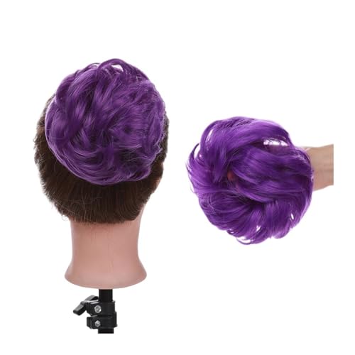 Haarteil Synthetischer, unordentlicher Haarknoten, Haarknoten, künstliches Haar, Chignon, elastisches Haarband, Haarteile for Frauen, Hochsteckfrisur, Donut-Chignon Haarverlängerung(Purple)