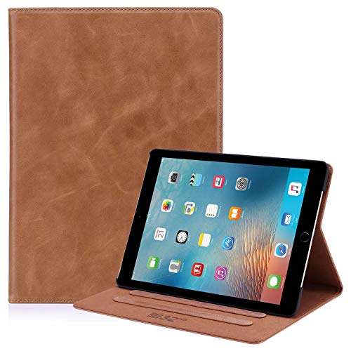 32nd Premium Series - Leder Folio Hülle Case Flip Cover für Apple iPad 9.7" (2017) & iPad 9.7" (2018), Entwurf gemacht Mit Ständer - Kastanienbraun