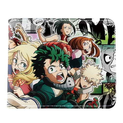 RYNDEX My He-ro Academ-ia Anime Geldbeutel, Karikatur Portmonee Klein Kompakt, PU-Leder Geldbörse Brieftasche Wallet, für Kinder Fans(Color:Multicolor 7)