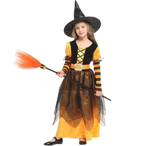 Idezek Mädchen verkleiden sich, Hexenkostüm für Kinder - Hexenkostüm Cosplay Kleidung,Halloween-Kostüm für Mädchen, Halloween-Cosplay-Outfit-Set für Halloween-Partys