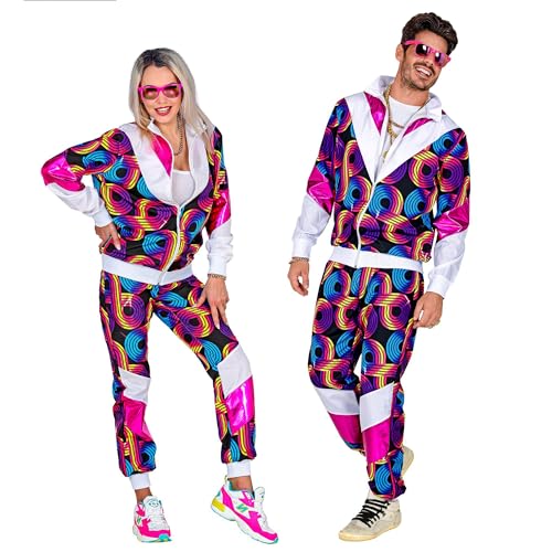 Widmann 11014 - Kostüm 80er-Jahre Trainingsanzug Disco, Jacke und Hose, angenehmer Tragekomfort, Jogginganzug, Retro-Style, Bad Taste Party, Karneval