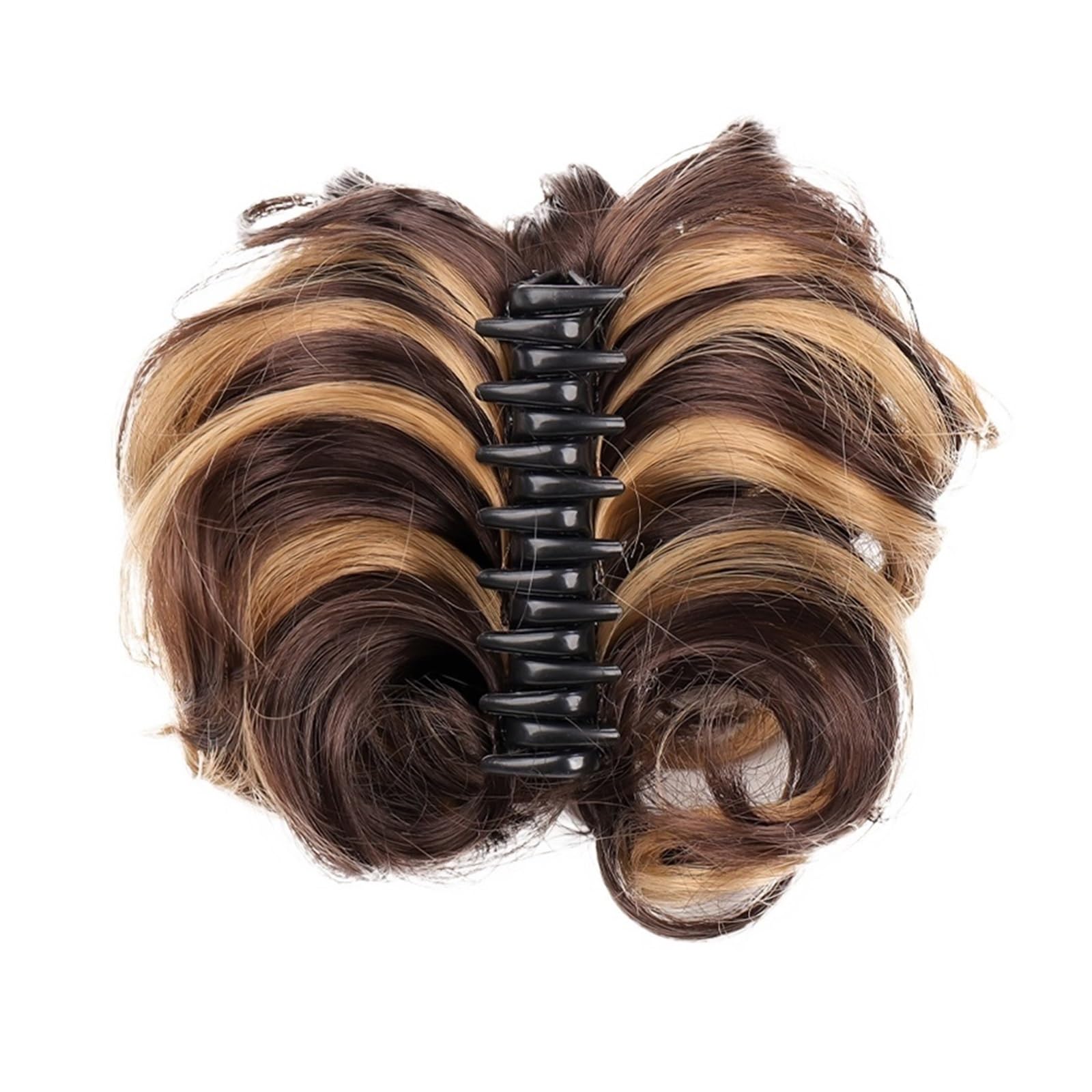 Haarteil Damen-Haarknoten, synthetische Bänder, kurze, lockige Chignon-Haarnadeln, Krallen-in-Haarteile for künstliches Kunsthaar, Haargummi, Schwarzbraun Haarverlängerung(1pcs-08)