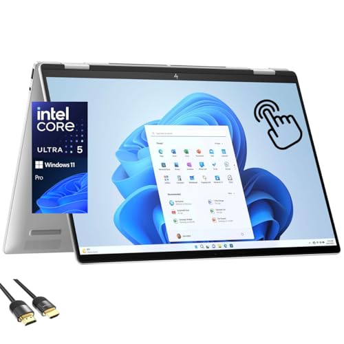 HP Envy 2-in-1-Laptop, 16 Zoll WUXGA IPS Wide Ultra Touchscreen Display, Intel Core Ultra 5 125U (bis zu 4,3 GHz), 16 GB DDR5, 512 GB PCIe SSD, TB 4, WiFi 6E, Bluetooth, Webcam, PDG HDMI-Kabel, Win 11