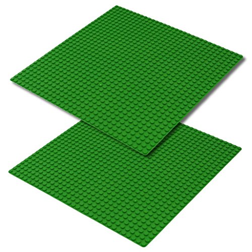 Katara 1672-063 - Bauplatte 2er Set 25,5 cm x 25,5cm/32 x 32 Pins, Kompatibel Lego, Sluban, Papimax, Q-Bricks, Dunkelgrün