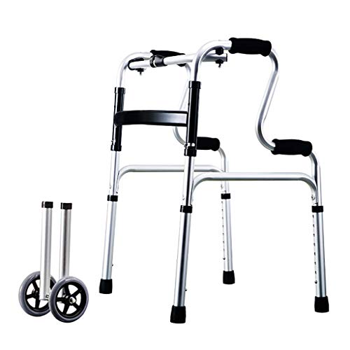 Mobility Walker Faltbarer Gehhilfe, Multifunktions-Gehhilfe, für Behinderte und ältere Menschen, leichtes Aluminium-Gehgestell, leichter Rollator mit Rollen, hochverstellbarer Lichtstern nach vorne