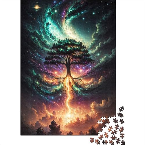 Holzpuzzle „Baum des Lebens“, Puzzle für Erwachsene und Jugendliche, 1000 Puzzleteile für Erwachsene, mit passendem Poster und Wissensblatt, 75 x 50 cm