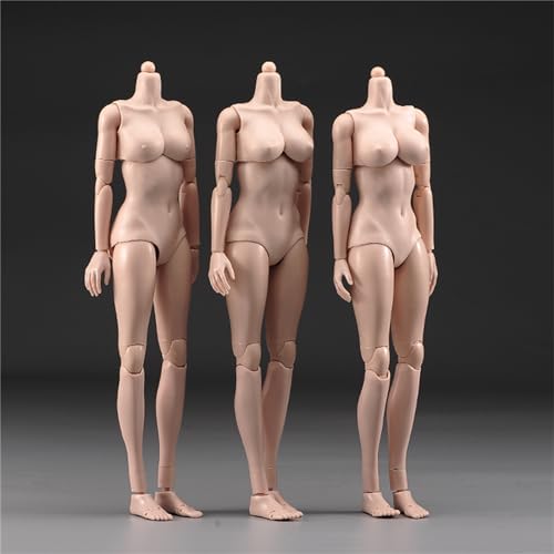 VUSLB 1/6 Female Suntan Pale Action Figure Dolls 12" Middle Big Breasts Super Flexible Semi-Silicone Body Fit 1:6 Head Sculpt (Suntan Oversize Bust)