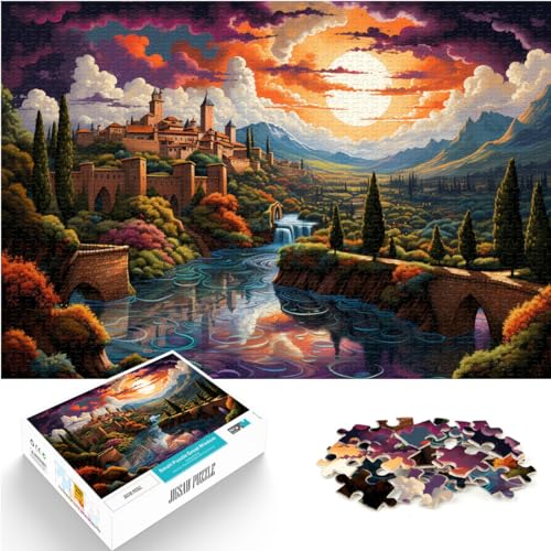 Puzzle für Puzzle Bunte Psychedelia im Valley Castle 1000 Puzzles für Erwachsene 1000 Teile Holzpuzzle für Puzzlegeschenke 1000 Stück (50 x 75 cm)