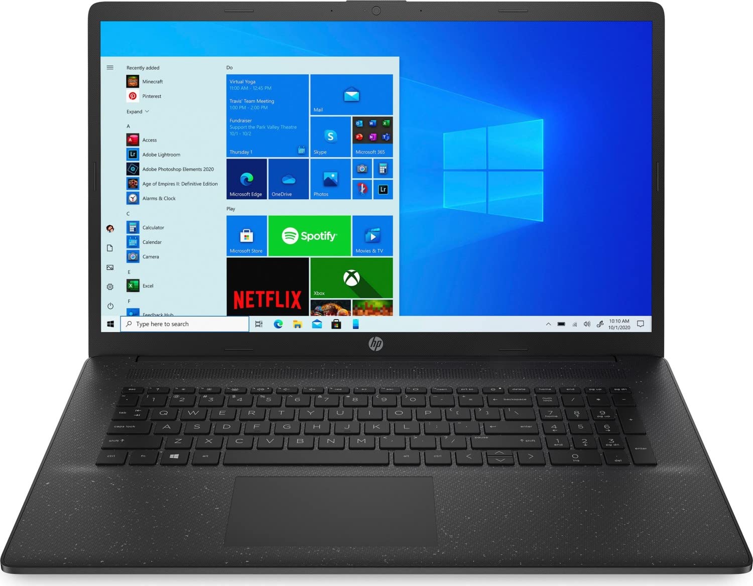 HP (17,3 Zoll FHD Notebook (Intel Core i3 1215U, 6 Kerne, 4.40 GHz, 40 GB DDR4, 2000 GB SSD, Intel UHD, HDMI, Webcam, Bluetooth, USB-C + USB 3.0, WLAN, Windows 11 Prof. 64 Bit) - 7660