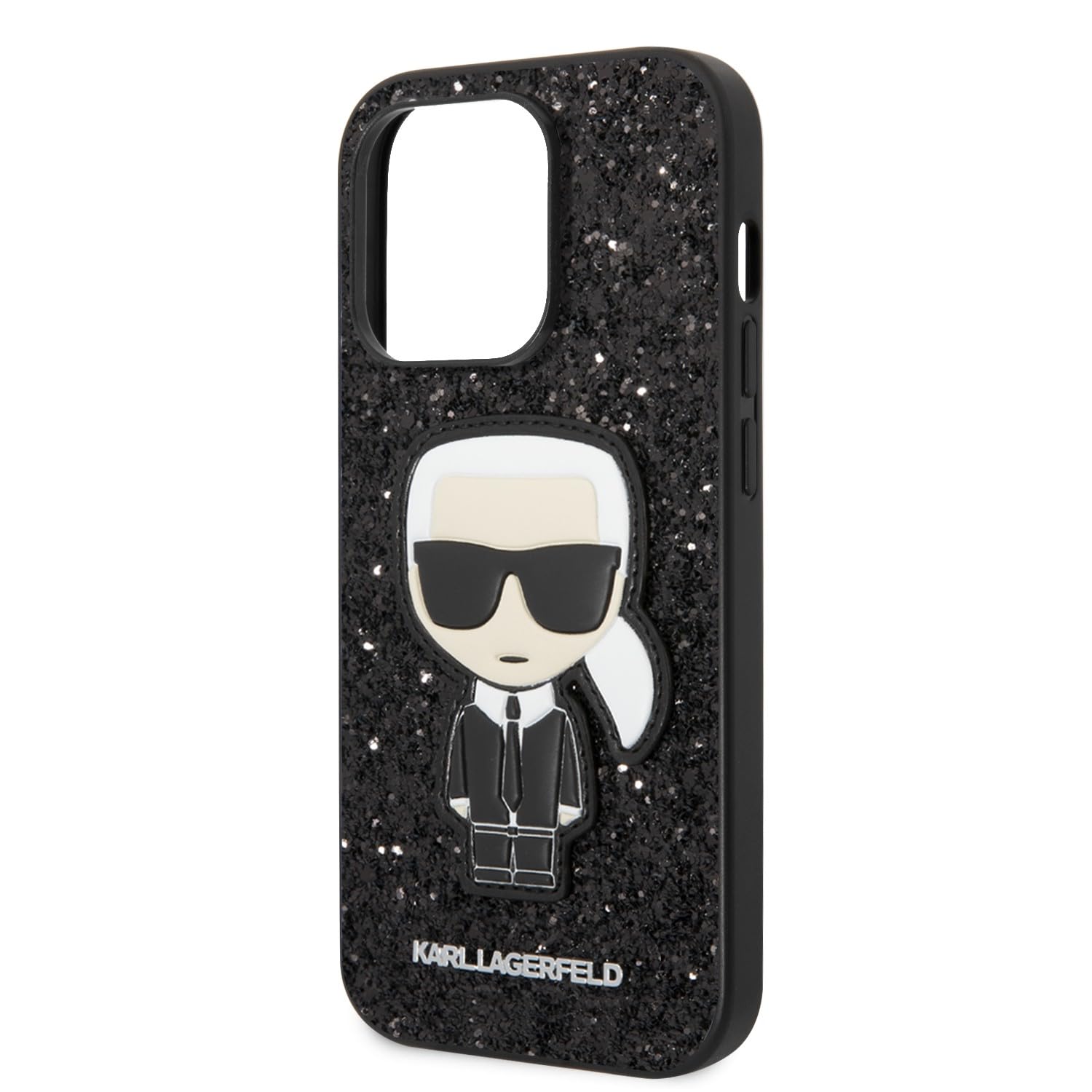 Karl Lagerfeld KLHCP14LGFKPK Hülle für iPhone 14 Pro 6,1" hardcase schwarz/Black Glitter Flakes Ikonik