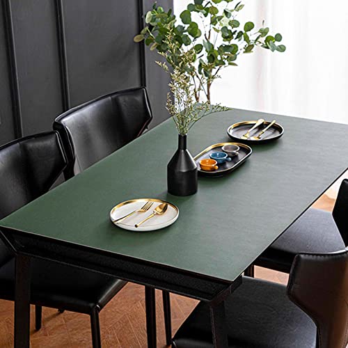 V3VOGUE Tischdecke Abwaschbar Aus PU-Lede, Doppelseitigen Tischsets, Kunstleder Wasserdicht Tischtuch, Hitzebeständigen, Tischwäsche Für Hause Küche Restaurant (Color : Green, Size : 80 * 140cm)