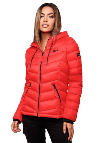 MARIKOO Damen Jacke Steppjacke Winter Übergangsjacke gesteppt Herbst B403 [B403-Kuala-Neon-Coral-Gr.S]