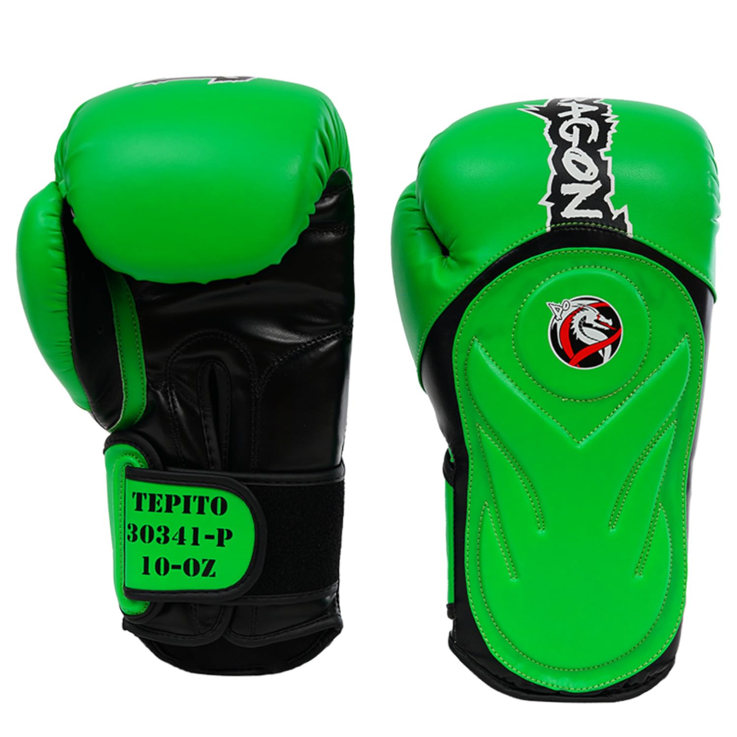 DRAGON DO Tepito Boxhandschuhe männer Herren Boxhandschuhe Kickboxen Muay Thai Boxing Gloves Kampfsport Handschuhe Combat Gloves Boxing Training Schwarz Adult10 12 14 Oz (Grün-Schwarz, 12 Oz)