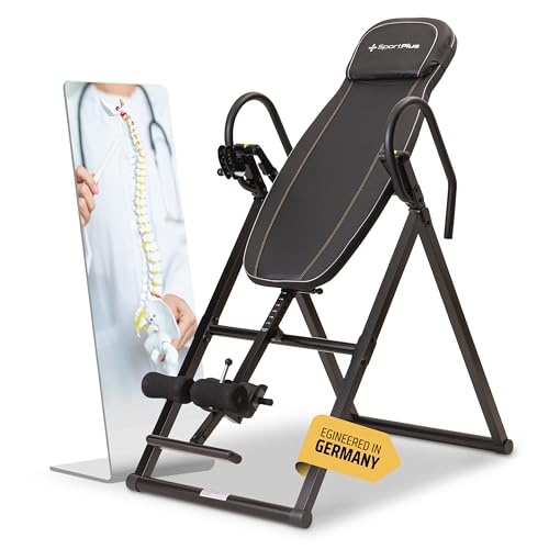 SportPlus Inversionsbank, klappbarer Schwerkrafttrainer, Inversion Table mit 6 Inversionswinkel, Streckbank zur Entlastung der Wirbelsäule, Nutzergewicht bis 135 kg, Rückenstrecker, Sicherheit geprüft