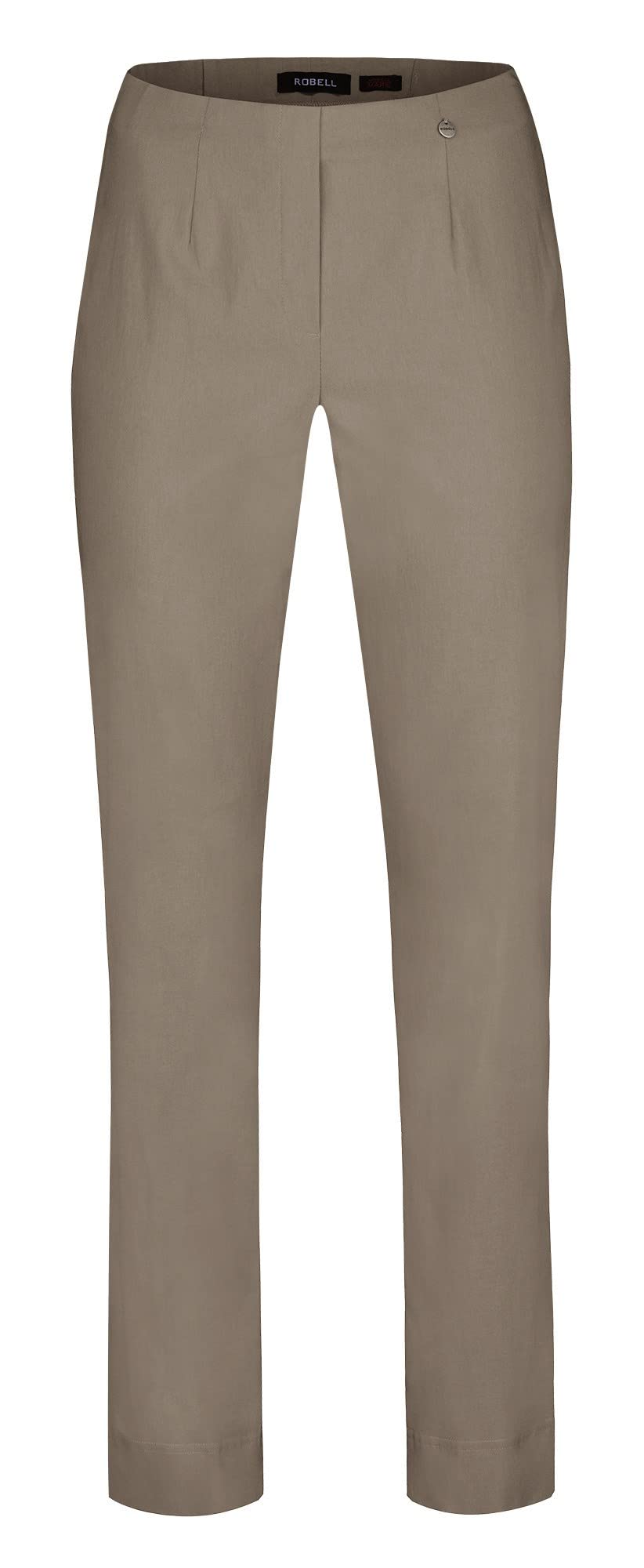 Robell Style Marie - Stoffhose Damen high Waist - Damenhose Power Stretch - Bengaline Stoff Hose mit Schlitz am Saum - Bitte eine Größe Kleiner bestellen - Taupe, 52