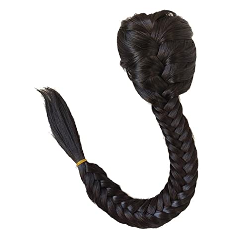 Haarknoten 20 Zoll Dutt Extensions Synthetischer Kordelzug Pferdeschwanz Clip In Haarverlängerung Pferdeschwanz Natürliches schwarzes Fischgrätengeflecht Pferdeschwanzhaar Haarschmuck Damen (Color :