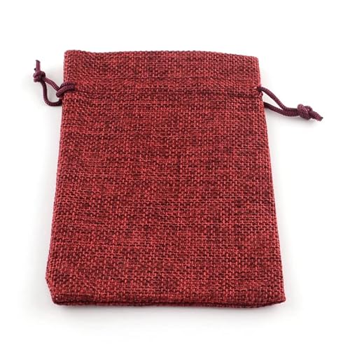 Stoffbeutel mit Kordelzug 50 stücke Sackleinen Verpackung Beutel Kordelzug Taschen für Schmuck Display Verpackung Geschenkbeutel 13.5x9.5cm Jutebeutel Geschenktüten mit Kordelzug (Color : DarkRed)