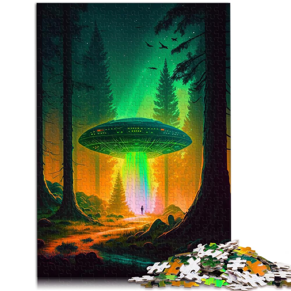 Puzzle für UFO-Kunst, 1000-teiliges Holzpuzzle für Erwachsene, jedes Teil ist einzigartig – anspruchsvolles, unterhaltsames Familienspiel, 1000 Teile (50 x 75 cm)