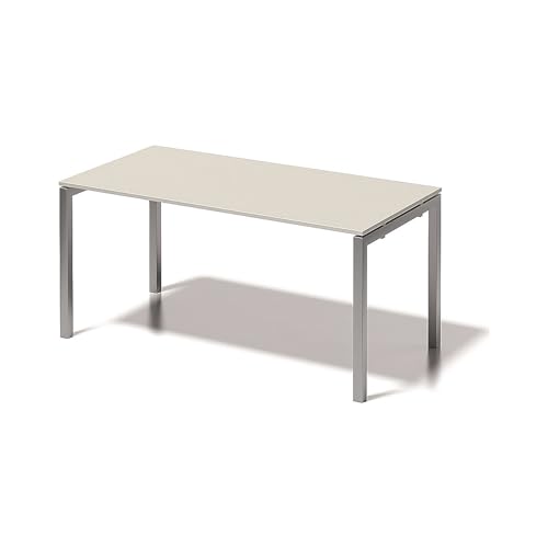 Bisley Cito Schreibtisch, 740 mm höhenfixes U, H 19 x B 1600 x T 800 mm, Dekor grauweiß, Gestell Silber, Gw355, 80 x 160 x 74 cm