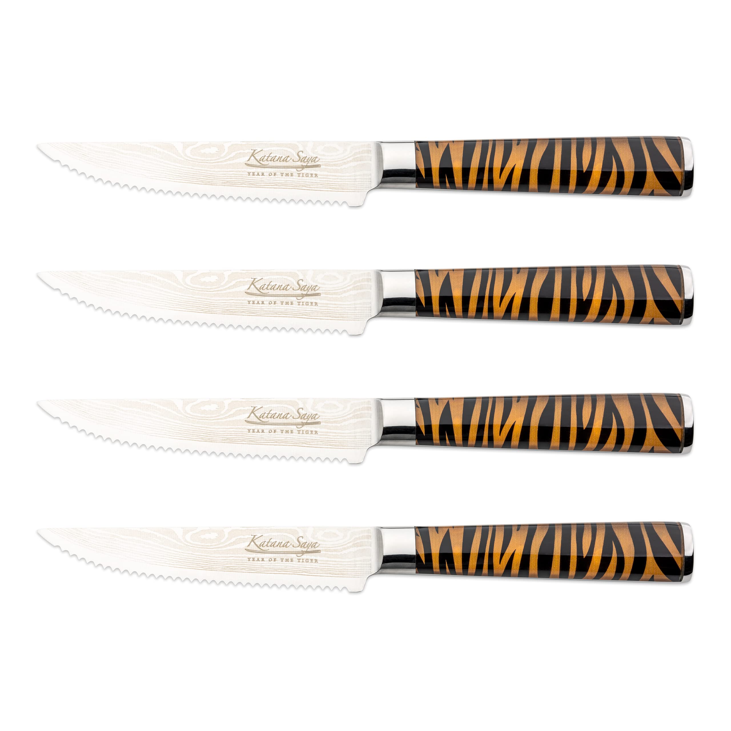 Katana Tiger KT-40/4 4-teiliges Steakmesser-Set mit Holzscheide, My Katana