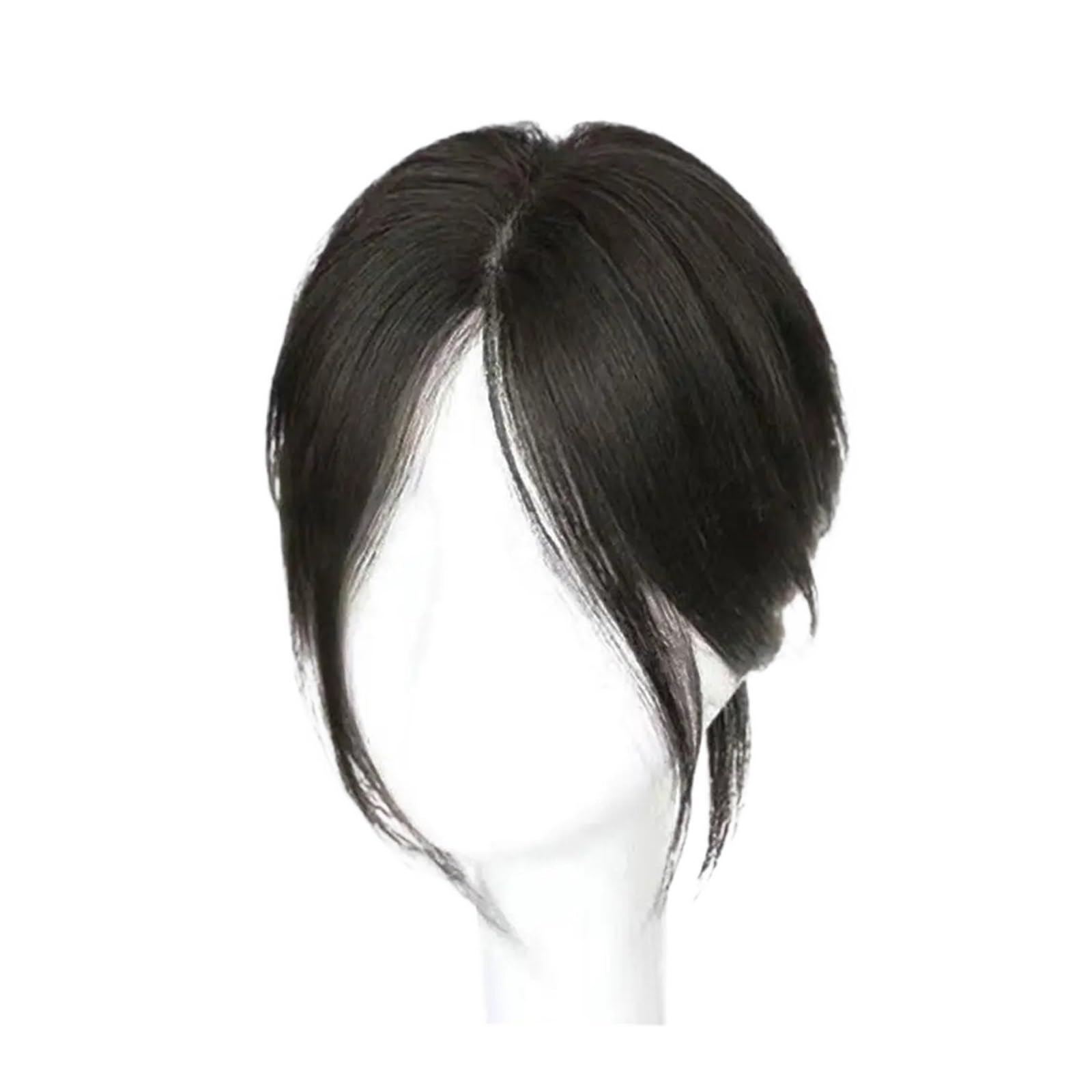 yixinzi-2024 Pony Perückenteile for Frauen, künstlicher Haarkopf, natürlicher und Flauschiger achtförmiger Pony, leichte und dünne Haarteile Pony Haarspange(Natural Black)