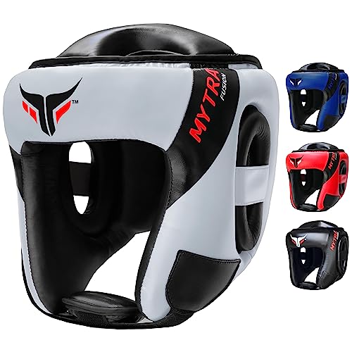 Mytra Fusion AD Head Guard Boxing Headgear MMA Headguard Martialarts headgear for Protection & Traing (White Black, S/M)