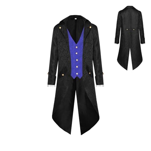 CQSJX Viktorianische Jacke Herren, Frack Herren - Gehrock Viktorianischer Frack | Renaissance mittelalterlicher gotischer, Cosplay-Kostüm für Männer und Teenager