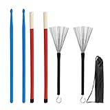 Trommelbürsten Set 1 Paar Trommelbürsten Nylon Trommelstöcke Trommel Sets Bürste Und Bambus Trommelstöcke Percussion Zubehör Trommelbürsten Set Nylon Trommelnylon Für Erwachsene