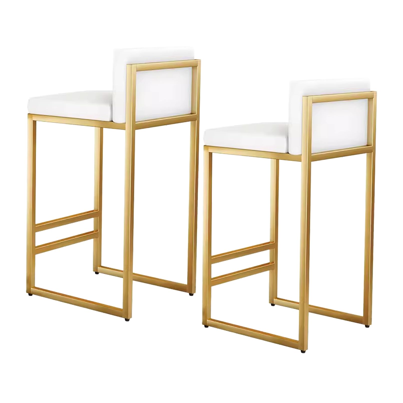 TBSZCM Barhocker 2er-Set, Samt-Thekenhocker mit Rückenlehne und Fußstütze für Schlafzimmer, Kücheninselstühle, Sitzhöhe 65/75 cm, Weiß Run forward