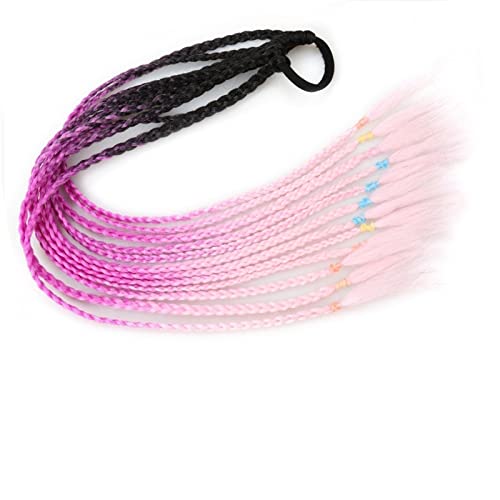 Pferdeschwanz Haarteil Synthetisches Gummiband Twist Braid Pferdeschwanz-Verlängerung, 60 cm bunte gemischte Braid-Haarteile for Mädchen Kinder, Kleidverschönerungsverzierung Pferdeschwanz Haarverläng