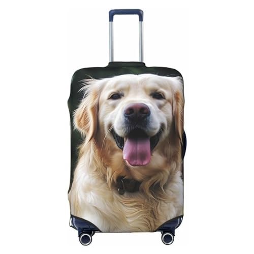 CSGJMYGS Funny Golden Retriever Gepäckhüllen für Koffer, waschbar, modisch, dehnbar, kratzfest, passend für 45,7 - 81,3 cm Gepäck, XL, Schwarz, XL, Schwarz , XL