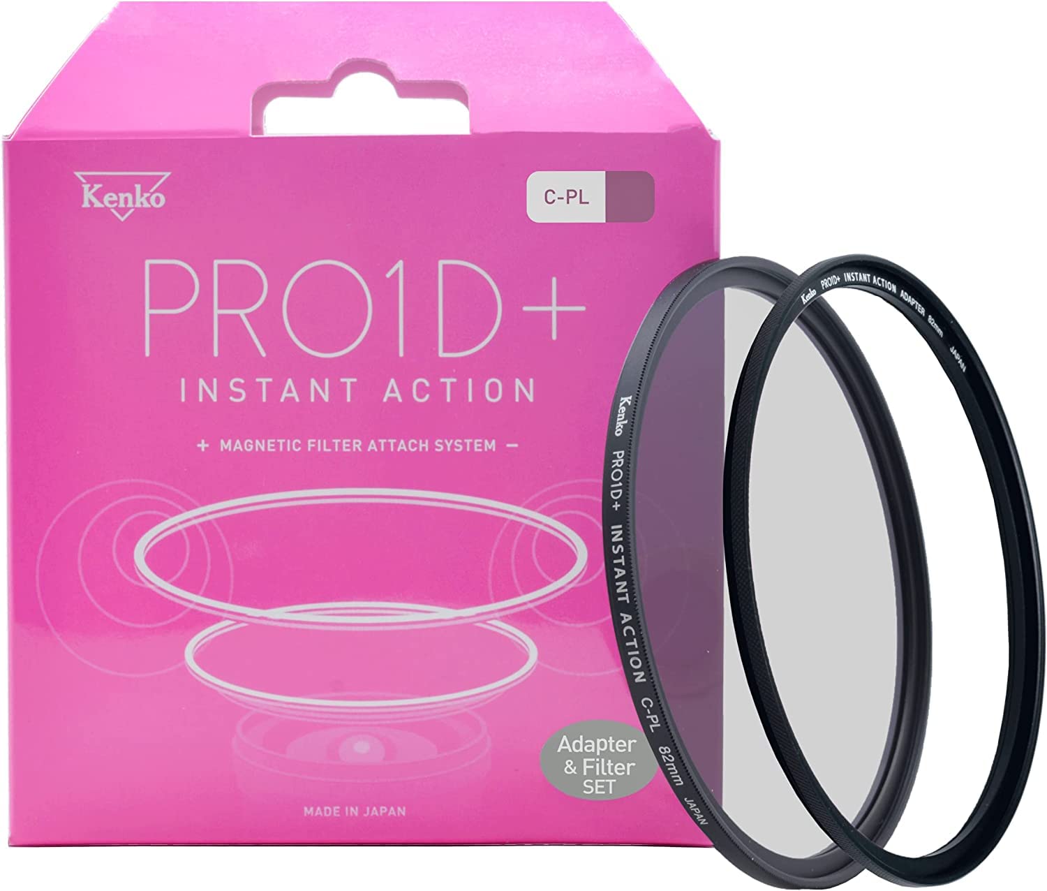 Kenko PRO1D+ INSTANT Action C-PL&Adapter Ring Set 82mm magnetic effect Filter