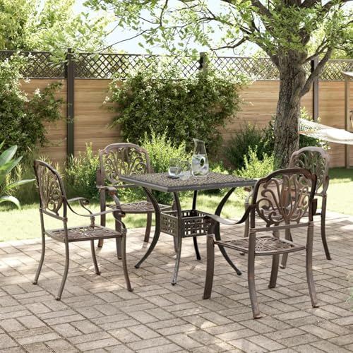 Juroupi 5-tlg. Garten-Essgruppe GartenmöBel Set Gartenset Tisch Und StüHle Garten Essgruppe Lounge Set Bronzen Aluminiumguss - 3216341