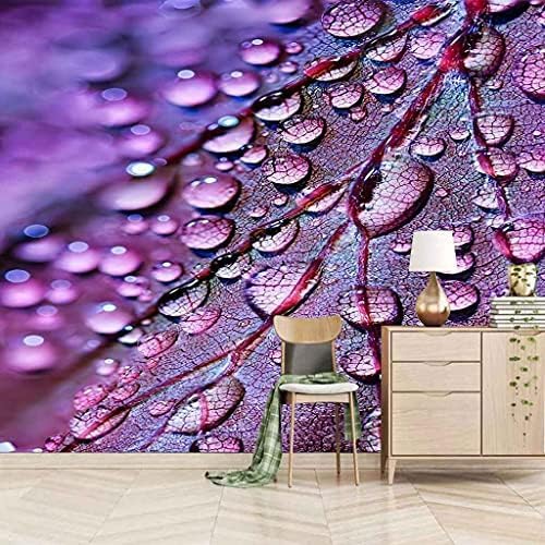 Chinesische Violettblättrige Tautropfen 3D Tapeten Wanddekoration Fototapete Sofas Wohnzimmer Wandbild Schlafzimmer-300cm×210cm