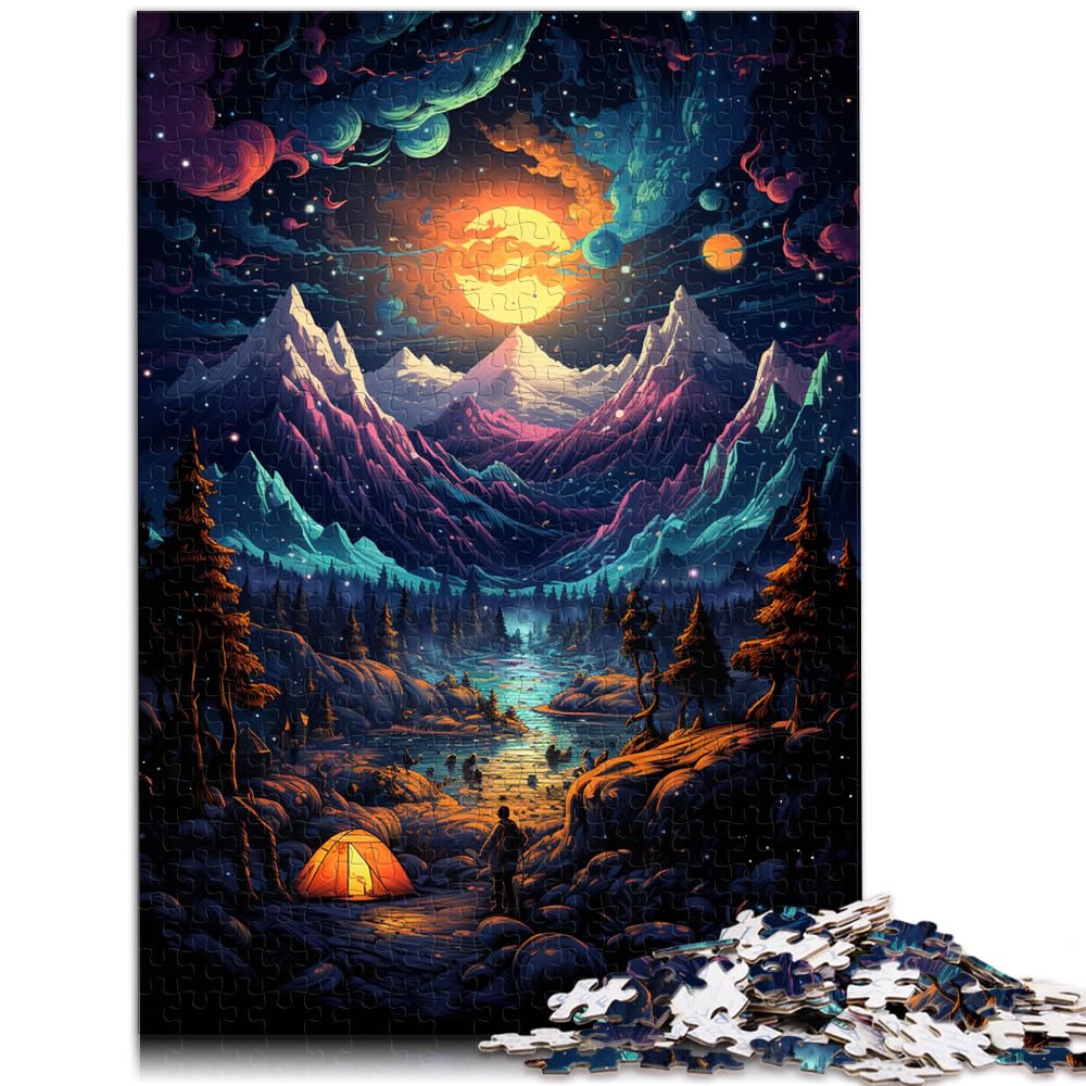 Puzzle für farbenfrohes psychedelisches Weltraumcamping, 1000 Teile, Puzzle für Erwachsene, Holzpuzzle, einzigartige Heimdekoration und Geschenke, 1000 Teile (50 x 75 cm)