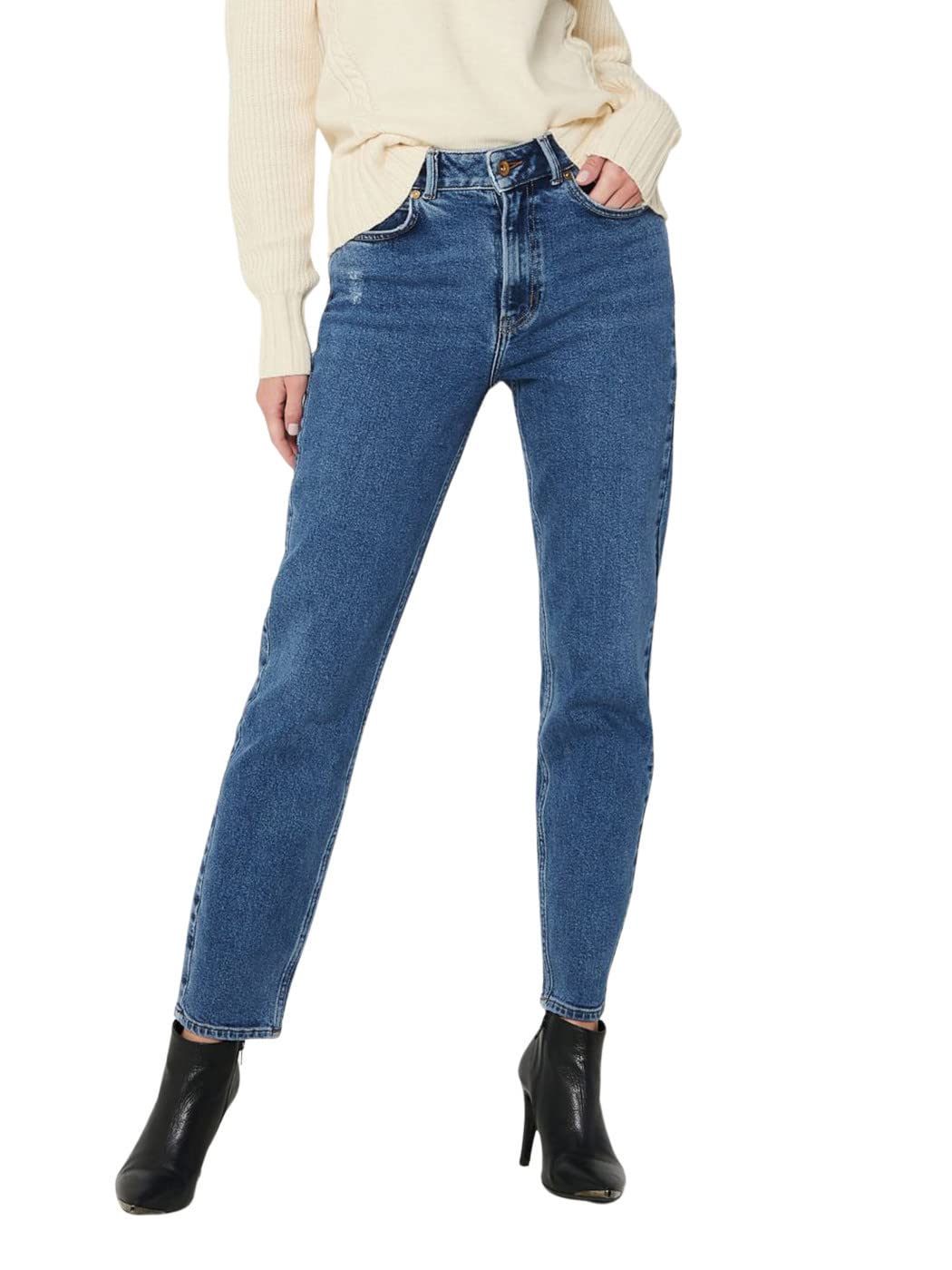 JDY Damen JDYKAJA Life HI STRGHT ANK DNM MB NOOS Jeans, blau, 27/32