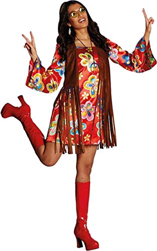 4U-Onlinehandel 13919-46 Flower Power Gr. 46 Karneval Fasching Mottoparty Frauenkostüm Verkleidung, Multi-Colored