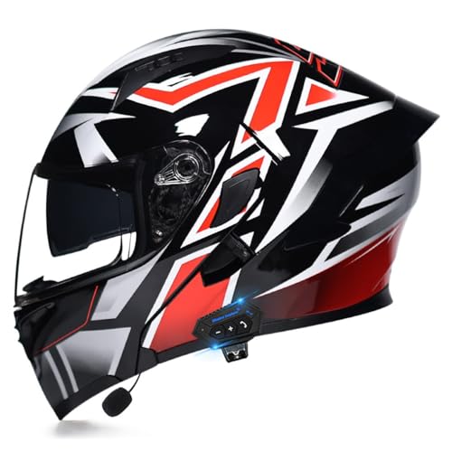 Bluetooth Modulare Motorradhelm Klapphelm Mit Doppelvisier ECE Genehmigt Modulare Integralhelm Vollvisierhelm Motorrad Street RacinMoped g Crash Helm FüR Erwachsene Damen Herren