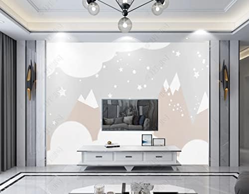 XLMING Snowy Mountain Sterne Und Weiße Wolken Cartoon Kinderzimmer Küche Esszimmer Arbeitszimmer Wohnzimmer TV Hintergrund Wand 3D Tapete-350cm×256cm